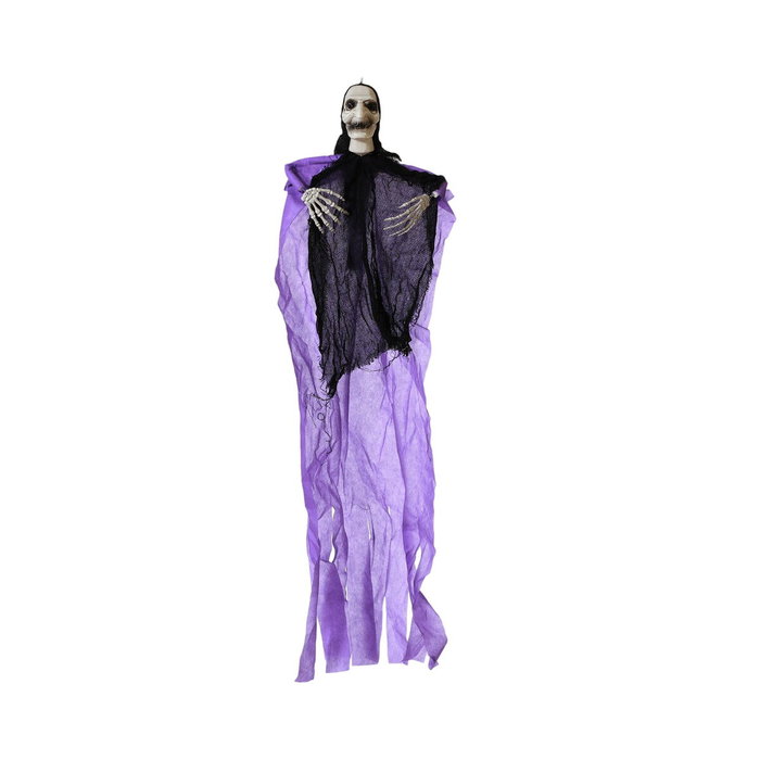 atosa Figura Colgante Esqueleto Halloween con Capa Larga Morada 125x67 cm
