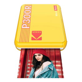 Kodak Mini 3 Retro 4Pass Fotodrucker, Impresora de Fotos Instantáneas Móvil Cuadrada Amarilla, Papel Incluido, LCD 1.7", Resistente al Agua