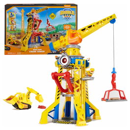 Spin Master Rubble & Crew Baupfoten Hof - Juego de Construcción con Grúa, Excavadora, Figura Rubble y Kinetic Sand - Juguete Patrulla Canina para Niños 3+ Años, Multicolor, 6067494