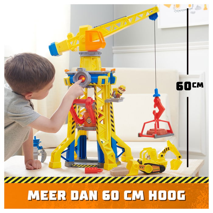 Spin Master Rubble & Crew Baupfoten Hof - Juego de Construcción con Grúa, Excavadora, Figura Rubble y Kinetic Sand - Juguete Patrulla Canina para Niños 3+ Años, Multicolor, 6067494