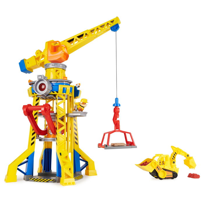 Spin Master Rubble & Crew Baupfoten Hof - Juego de Construcción con Grúa, Excavadora, Figura Rubble y Kinetic Sand - Juguete Patrulla Canina para Niños 3+ Años, Multicolor, 6067494