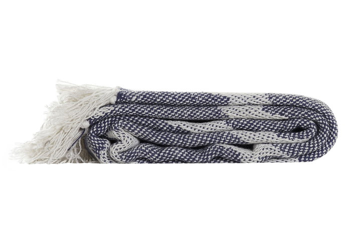 DKD Home Decor Plaid Mediterraneo Azul Beige 170 x 130 cm (4 Unidades) Algodon