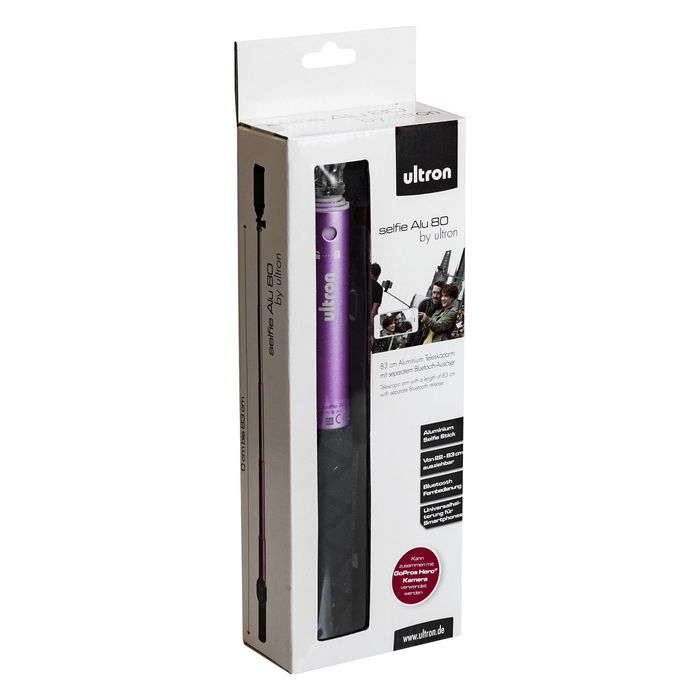 Ultron Alu 80 Selfie-Stick, Aluminio, 83 cm, Negro y Rosa
