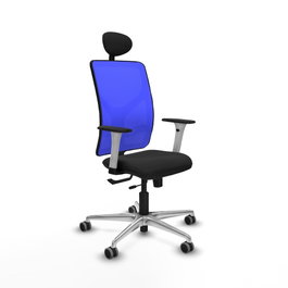 PIQUERAS Y CRESPO Silla de oficina Motilla con mecanismo Sincro/Traslack, Azul y Negro