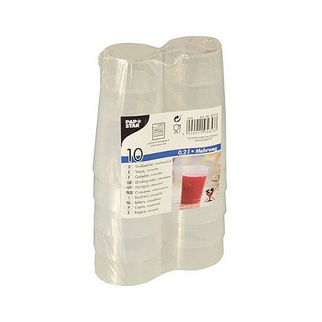 STARPAK Vasos Reutilizables PAPSTAR Mehrweg-Trinkbecher 0,2 l Transparentes, 6,5 cm STARPAK Vasos Reutilizables PAPSTAR Mehrweg-Trinkbecher 0,2 l Transparentes, 6,5 cm