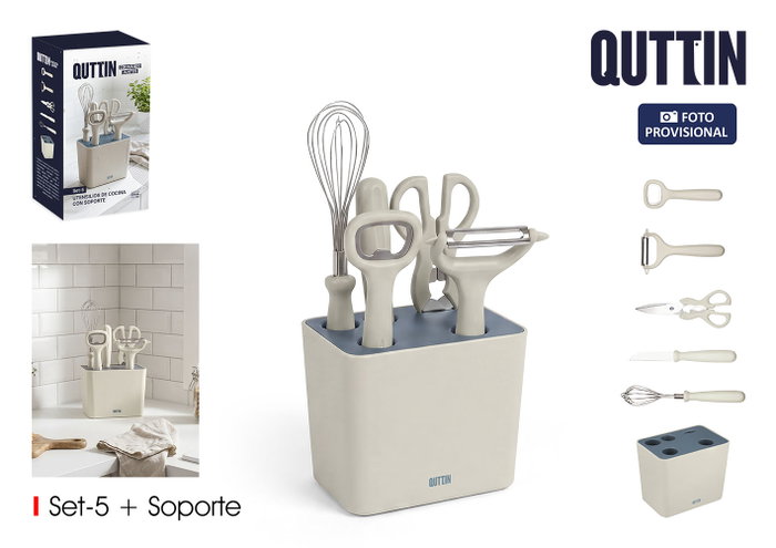 Quttin Set de 5 Utensilios de Cocina con Soporte Quttin Set de 5 Utensilios de Cocina con Soporte