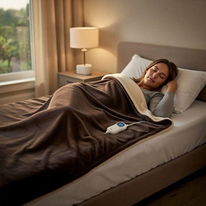 AVANT Manta Eléctrica 120W, 160 cm x 120 cm, Color Marrón Beige, 3 Niveles de Temperatura, Manta Calefactora