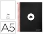 Antartik Cuaderno Espiral A5 Micro Tapa Forrada 120 Hojas 90g Liso Negro con Bandas
