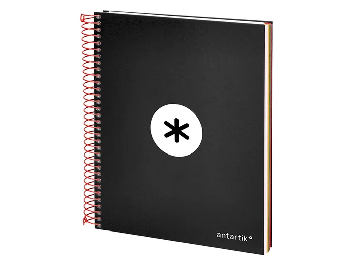 Antartik Cuaderno Espiral A5 Micro Tapa Forrada 120 Hojas 90g Liso Negro con Bandas