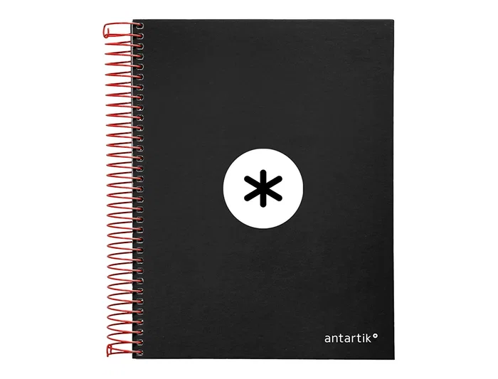 Antartik Cuaderno Espiral A5 Micro Tapa Forrada 120 Hojas 90g Liso Negro con Bandas