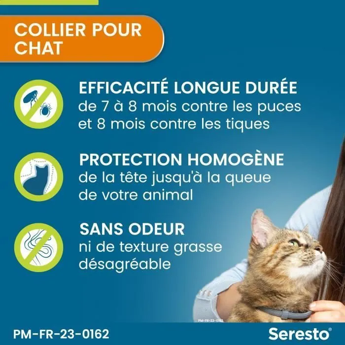Seresto Collar Antiparasitario para Gatos - Control de Pulgas y Garrapatas, 7-8 Meses de Protección