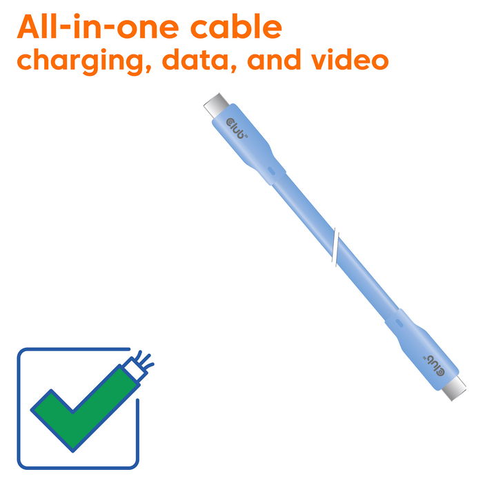Club 3D CAC-3003 Cable USB-C a USB-C, USB4 Gen 2x2, 240W PD, 20Gbps, 2m, Azul Club 3D CAC-3003 Cable USB-C a USB-C, USB4 Gen 2x2, 240W PD, 20Gbps, 2m, Azul