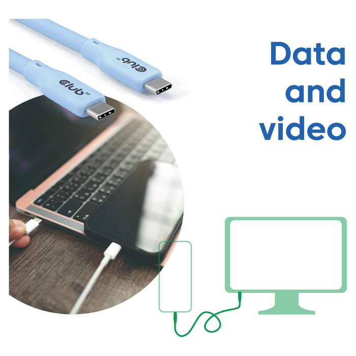 Club 3D CAC-3003 Cable USB-C a USB-C, USB4 Gen 2x2, 240W PD, 20Gbps, 2m, Azul Club 3D CAC-3003 Cable USB-C a USB-C, USB4 Gen 2x2, 240W PD, 20Gbps, 2m, Azul