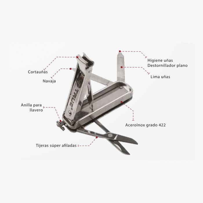 True Nailclip Kit Llavero y Corta Uñas Acero Inoxidable 56 mm