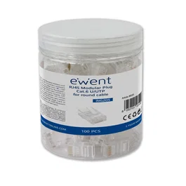 Ewent IM1205 - Conector RJ-45 Modular Macho Cat6 U/UTP (AWG 23-26) Chapado en Oro 15µ - Transparente - 100 Piezas