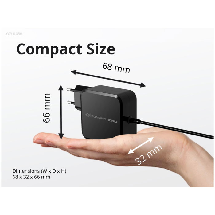 Conceptronic Cargador de pared OZUL05BE 100W GaN USB-C Conceptronic Cargador de pared OZUL05BE 100W GaN USB-C