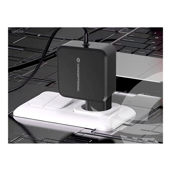 Conceptronic OZUL05BE Cargador GaN 100W USB-C con cable integrado