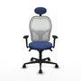 PIQUERAS Y CRESPO Silla de oficina Jorquera con mecanismo sincro, Azul marino y Blanco