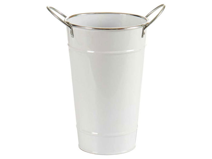 Ibergarden Cubo Alto con Asas Blanco Filo Plata 20x23.5x15 cm Metal (Zinc) (Set de 24)