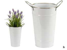 Ibergarden Cubo Alto con Asas Blanco Filo Plata 20x23.5x15 cm Metal (Zinc) (Set de 24)