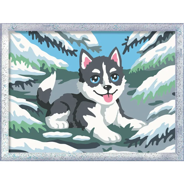 Ravensburger CreArt Pintar por Números Huski de Nieve 18x24cm Kit de Pintura a partir de 7 Años Ref 12023226