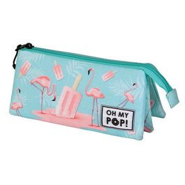 Oh My Pop Estuche Portatodo Triple Ice Flamingo Turquesa