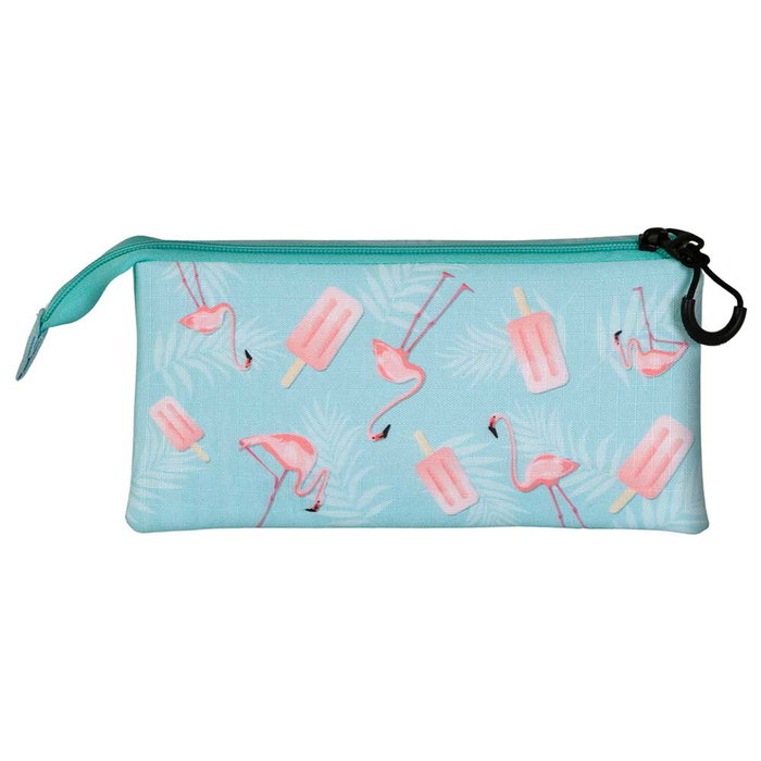Oh My Pop Estuche Portatodo Triple Ice Flamingo Turquesa