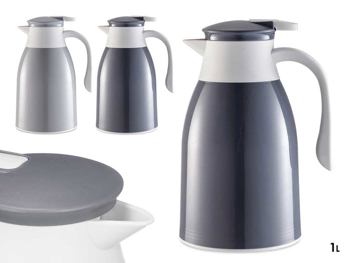Kinvara Termo Plástico Gris 1L con Interior de Vidrio - Dimensiones 17 x 14 x 26 cm (Set de 12) Kinvara Termo Plástico Gris 1L con Interior de Vidrio - Dimensiones 17 x 14 x 26 cm (Set de 12)