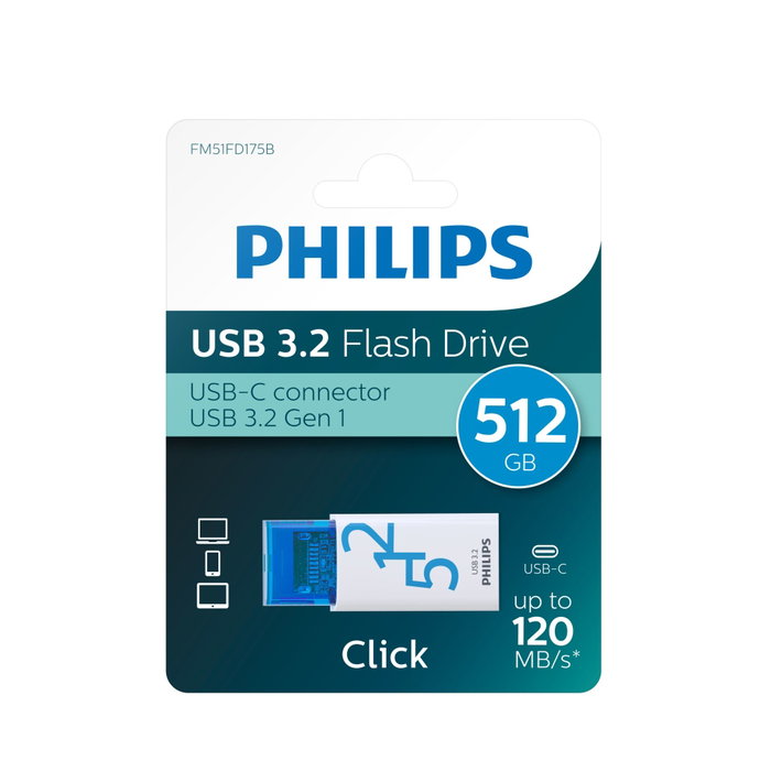 Philips STICK USB 3.2 512GB Click Series Gen 1 USB-C Philips STICK USB 3.2 512GB Click Series Gen 1 USB-C