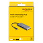 DeLOCK Hub USB 64111 con 2 puertos USB Tipo-A y 2 puertos USB Tipo-C 10 Gbps, Gris