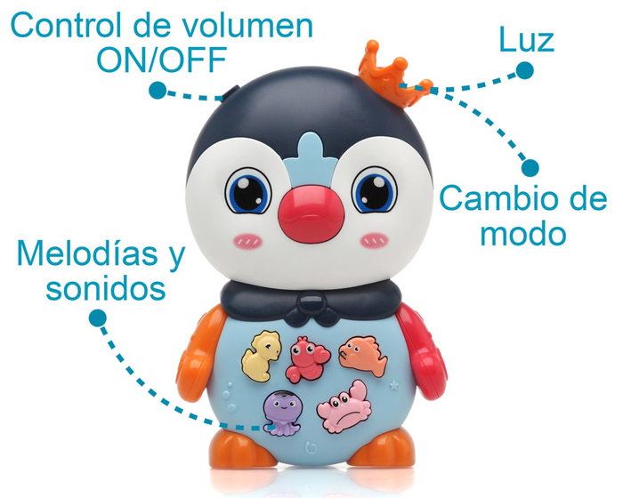 KioKids Pingüino Musical de Juguete con Luces y Melodías para Bebés +12 Meses Multicolor