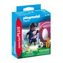 PLAYMOBIL 70875 Futbolista con Muro de Gol - Figura de Acción, Juguete de Fútbol para Niños +4 Años - Idioma: ES, EN, FR, DE, IT, PT