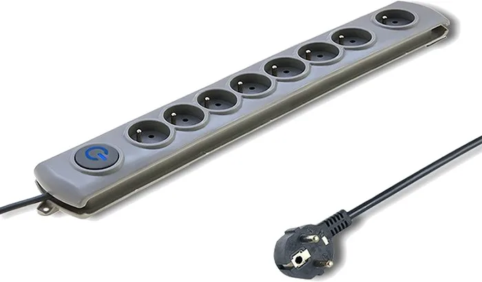 Qoltec Regleta de protección con 8 tomas y cable de 1,8 m, Gris Qoltec Regleta de protección con 8 tomas y cable de 1,8 m, Gris