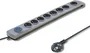 Qoltec Regleta de protección con 8 tomas y cable de 1,8 m, Gris