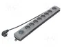 Qoltec Regleta de protección con 8 tomas y cable de 1,8 m, Gris