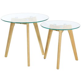 Home Deco Factory Juego de 2 Mesas Redondas de Cristal