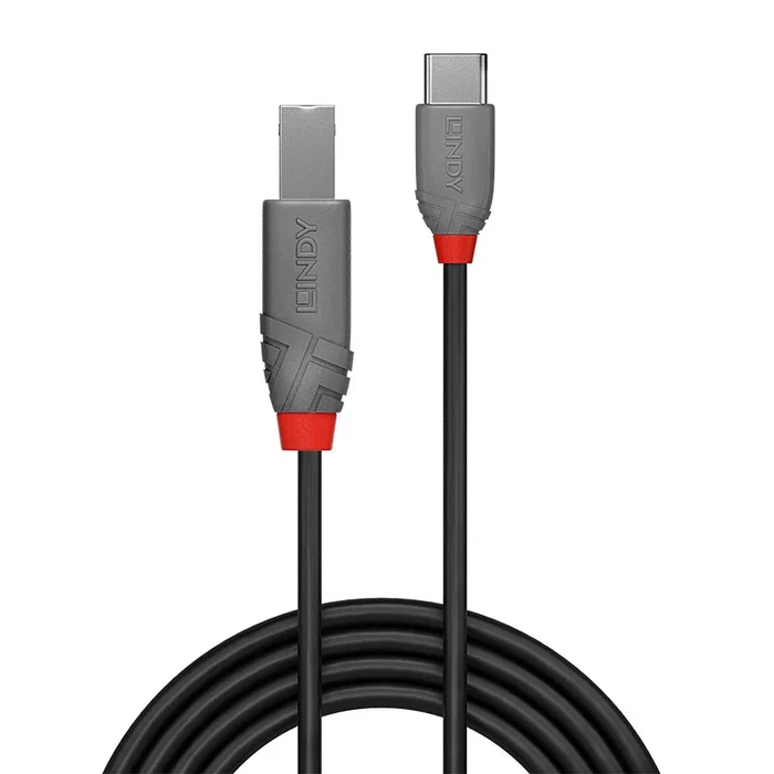 LINDY Cable USB 2.0 de USB C a USB B, 0,5 m