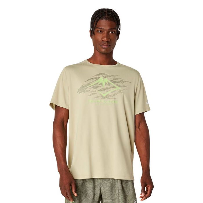 Camiseta de Manga Corta Hombre Asics Fujitrail Logo Beige 42 Camiseta de Manga Corta Hombre Asics Fujitrail Logo Beige 42