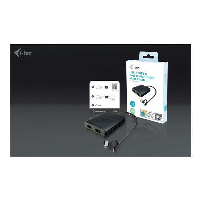 I-tec CADUAL4KHDMI Adaptador de Vídeo USB-A/USB-C a Doble HDMI 4K/60 Hz I-tec CADUAL4KHDMI Adaptador de Vídeo USB-A/USB-C a Doble HDMI 4K/60 Hz