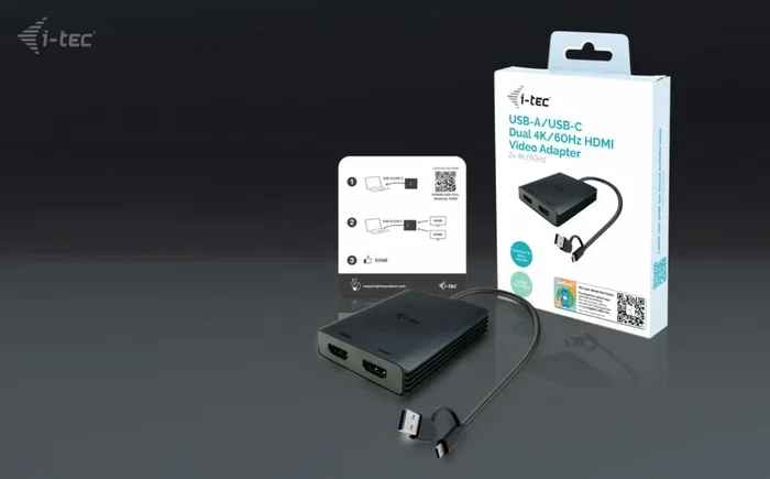 I-TEC Adaptador de vídeo dual USB-A/USB-C a 2x HDMI 4K/60 Hz CADUAL4KHDMI I-TEC Adaptador de vídeo dual USB-A/USB-C a 2x HDMI 4K/60 Hz CADUAL4KHDMI