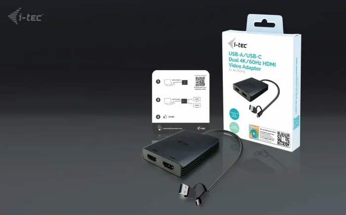 i-tec CADUAL4KHDMI Adaptador USB-A/USB-C a 2x HDMI, 4K 60Hz, DisplayLink, Doble Monitor, para Apple M1/M2/M3, Negro i-tec CADUAL4KHDMI Adaptador USB-A/USB-C a 2x HDMI, 4K 60Hz, DisplayLink, Doble Monitor, para Apple M1/M2/M3, Negro