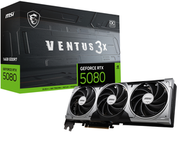 MSI VENTUS GeForce RTX5080 16G 3X OC NVIDIA GeForce RTX 5080 16 GB GDDR7 Tarjeta Gráfica PCI Express x16 5.0 con 3 Ventiladores y Overclock