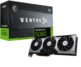 MSI VENTUS GeForce RTX5080 16G 3X OC NVIDIA GeForce RTX 5080 16 GB GDDR7 Tarjeta Gráfica PCI Express x16 5.0 con 3 Ventiladores y Overclock