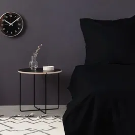 Juego de Cama 220x240 cm + 2 Fundas de Almohada 60x60 cm - 100% Algodón Satén Negro - ASI8684282601265