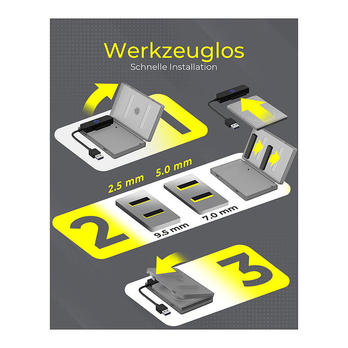 ICY BOX IB-AC603b-U3 Carcasa para Disco Duro/SSD de 2.5" USB 3.2 Gen 1