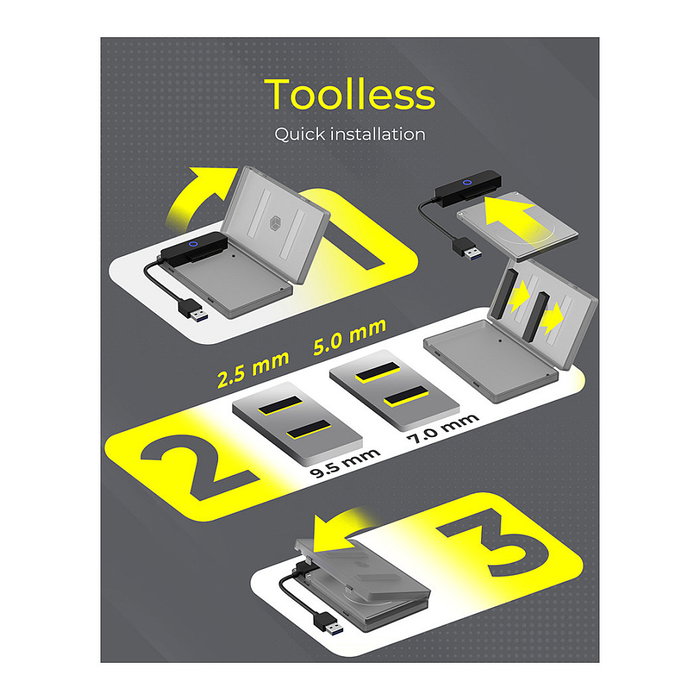 ICY BOX IB-AC603b-U3 Carcasa para Disco Duro/SSD de 2.5" USB 3.2 Gen 1