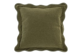 DKD Home Decor Cojín de Poliéster Verde con Flecos 45x45 cm
