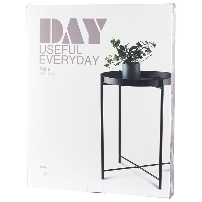 Day Mesa Auxiliar Negra Redonda ø38 cm x 50 cm Day Mesa Auxiliar Negra Redonda ø38 cm x 50 cm