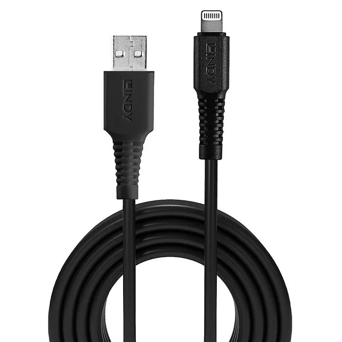 Lindy 31322 Cable USB A a Lightning - 3 metros - Negro - Para iPhone/iPad - USB 2.0