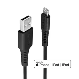 Lindy 31322 Cable USB A a Lightning - 3 metros - Negro - Para iPhone/iPad - USB 2.0